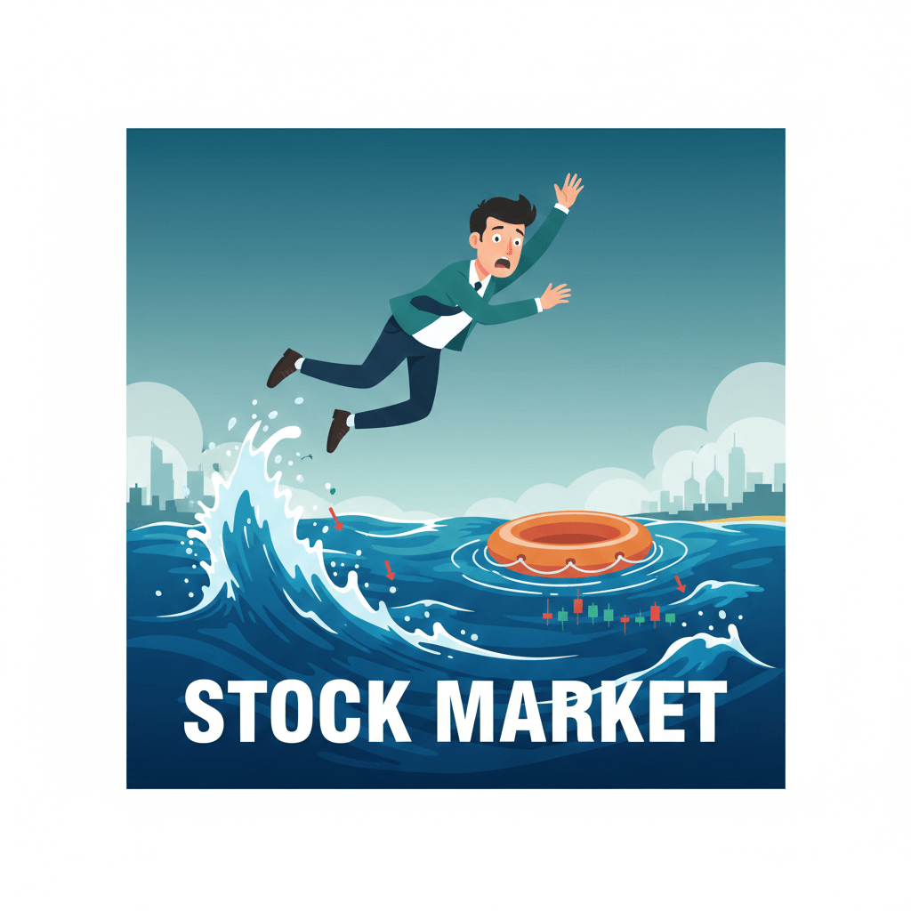 Man jamps in Share market ocean